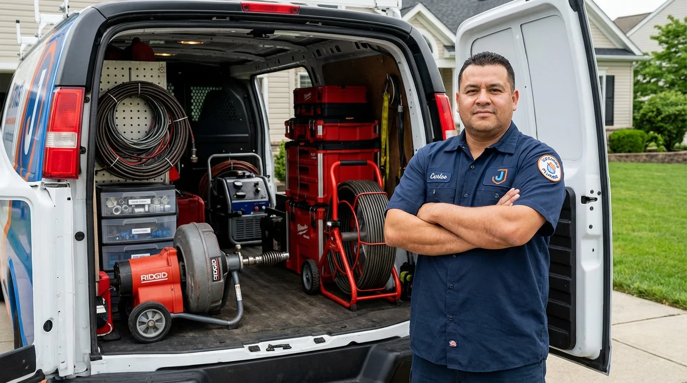 Professional drain cleaning equipment and Johns Plumbing LLC plumber in Massapequa
