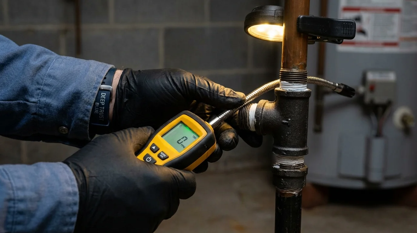 Gas leak detection with electronic sniffer by Johns Plumbing LLC in Massapequa